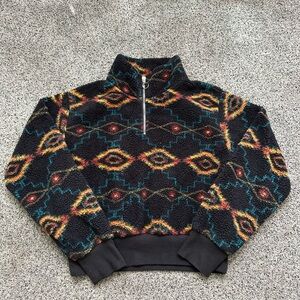 rock and roll denim sherpa pullover